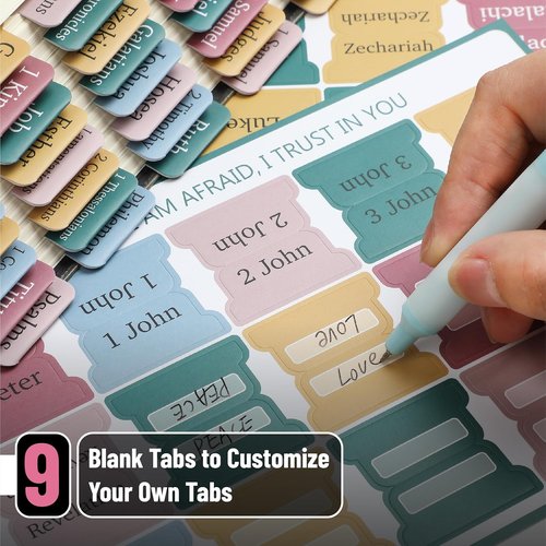 Mr. Pen Bible Tabs - 75 Laminated Index Tabs for Study Bibles | Serene Spring Design