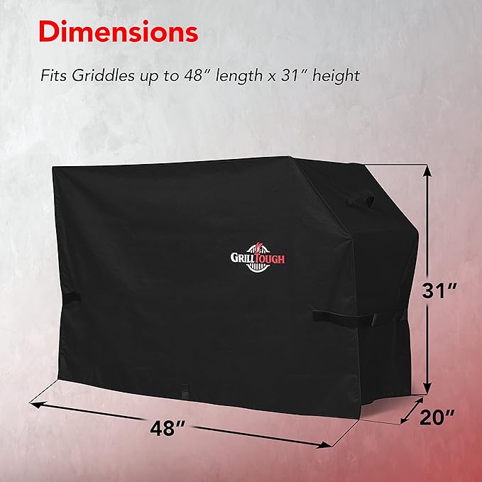 GrillTough Heavy Duty Griddle Cover for Outdoor Griddle, Fits 28 Inch Griddle – Waterproof, Weather Resistant, UV & Fade Resistant with Adjustable Straps – Flat Grill Cover, Black