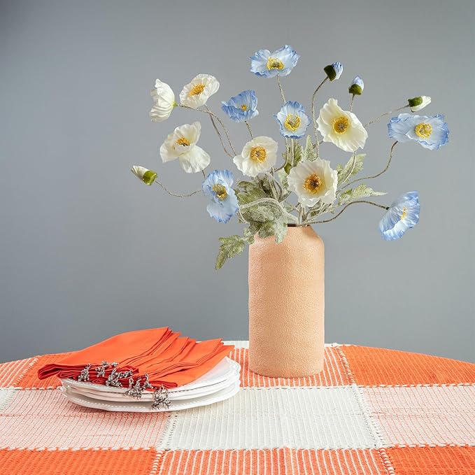6PCS Blue Artificial Poppy Flowers with Stems Faux Poppies Bouquets Silk Spring Floral for Indoor Table Party Arrangement Wedding Ceremony Decor