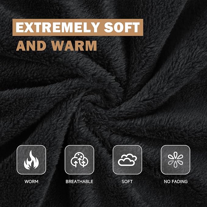 DOWNCOOL Large Body Pillow Insert with Faux Fur Cover - Fluffy Long Bed Pillow for Sleeping - Breathable Full Body Pillow for Adults - 20x54 inch (Black, with Cover)