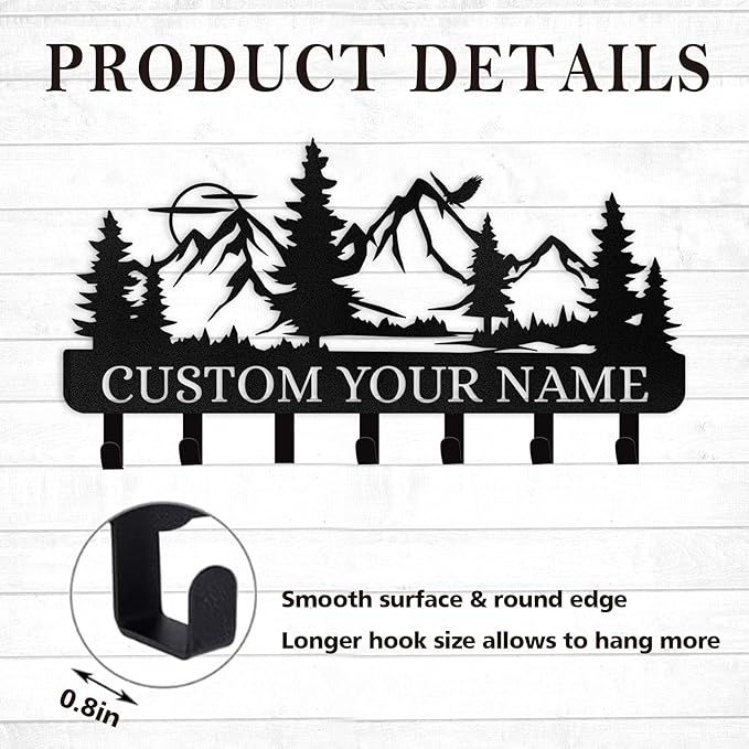 Personalized Metal Key Holder Hooks Organizer | Wall Mount Key Hanger for Kitchen, Bedroom, Hallway, Office