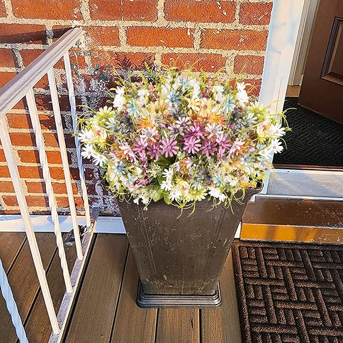 6 Bundles Wildflowers Artificial Flowers Outdoor Fake Daisy UV Resistant Silk Wild Flower Bouquets Bulk Faux Plants Plastic Greenery for Decoration vase Floral Arrangements Home Décor