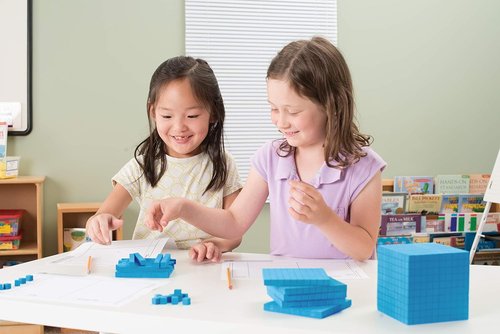 hand2mind Base Ten Blocks - Blue Plastic Counting Cubes for Kids Math | Classroom Set (1 Piece)