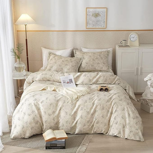 Vintage Floral Comforter Set Twin XL Garden Style Flower Leaves Boho Floral Bedding Comforter Fluffy Soft Cottagecore Bedding Set Lightweight Botanical Comforter Set with 2 Pillowcases for All Season