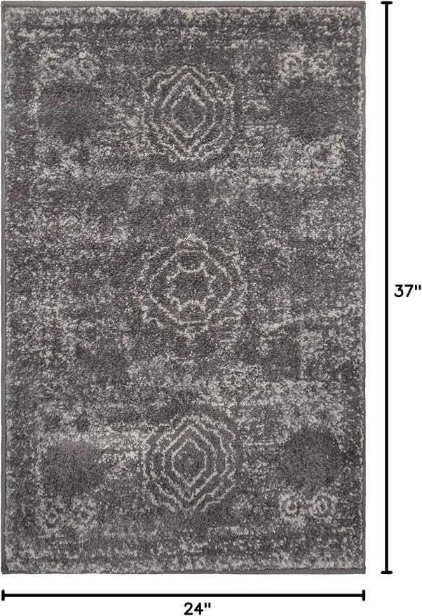 Unique Loom Bromley Collection Area Rug - Wells (2' x 3' 1" Rectangle Dark Gray/Gray)