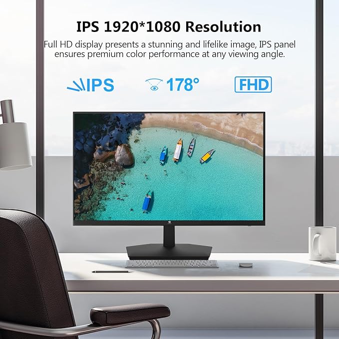 24 inch Monitor, Z-Edge Computer Monitor, Full HD 1920 x 1080p IPS 100Hz PC Monitor with HDMI, VGA, Frameless, U24I Anti-Glare Screen