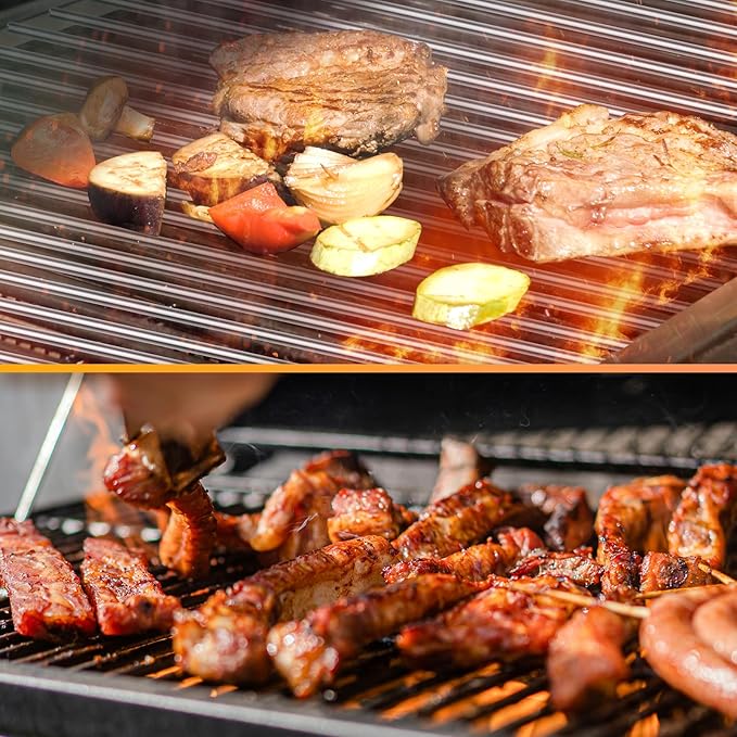 RuiTEERS Grill Grate and Flavorizer Bars Heat Deflector Grill Parts for Weber Genesis 2 GS4 Grates 66089, 66097, 66041, 66033, 66796, Weber Genesis II E-410, E-435, S-435, SE-410, Porcelain Steel