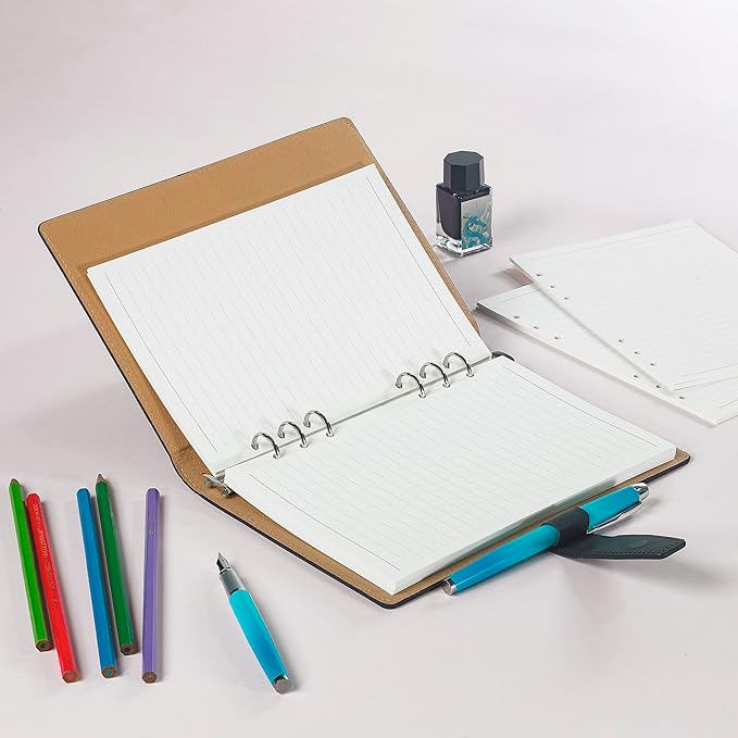 A5 Line Loose Leaf Refill Paper, 210x142mm, 135 Sheets Planner Refills, 6-Ring Binder Refill, 100GSM College Ruled Insert Papers for Notebooks, School, Office, College Notes, Journals & Note-Taking