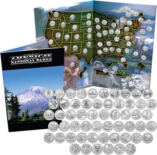 1ST COMMEMORATIVE National Park Quarters - Complete Date Set with Deluxe Color Book