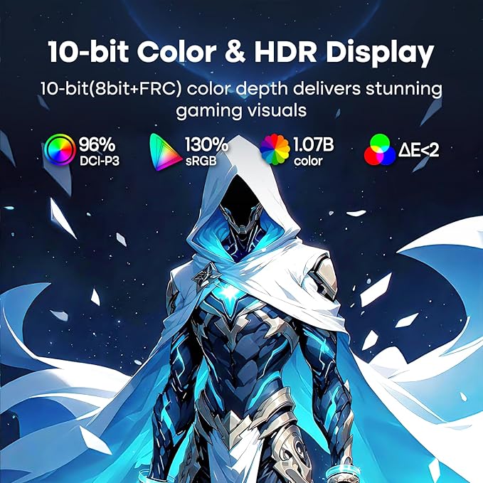 Amzfast 24 Inch Gaming Monitor 180Hz QHD 2k 2560 ×1440p Monitor, 1ms G-SYNC Compatible,Built-in Speakers,96% DCI-P3,HDR10, Height Adjustable, IPS Monitor with HDMI 2.0 x 2 & DP 1.4 x 2, AMZG24F6Q