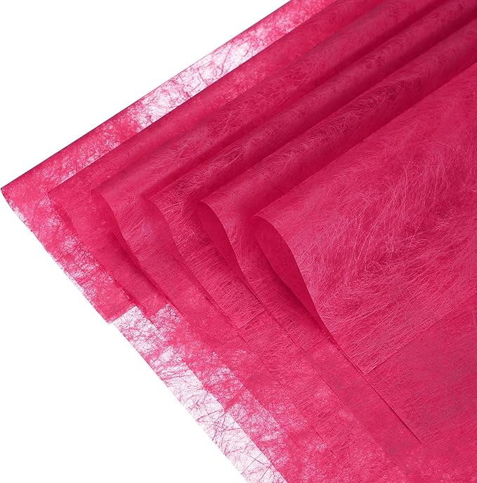 YELARXI Flower Wrapping Paper, Cotton Wrapping Flower Paper, Non-Woven Waterproof Floral Bouquet Wraps - Fitting for (Florist Supplies/Gift) 11.8 x 11.8 Inch & 38 Pack & Dark Pink