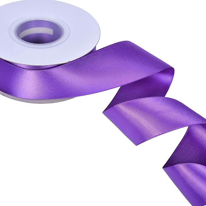 YAMA Purple Double Faced Satin Ribbon, 1 1/2 Inch 25 Yards, Great for Crafts Bows Flower Bouquet Wedding Home Decor Gift Wrapping