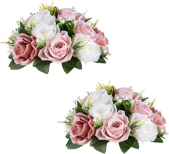 Flower Centerpieces for Wedding Tables: Wedding Table Decorations Dusty Rose & White Flower Balls Centerpieces for Engagement Cerebration Party Center Pieces 2 Packs