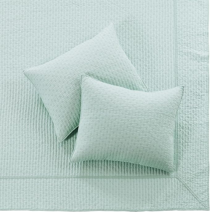 Levtex Home Cross Stitch Bedspread Set - Blue, King Bedspread and 2 Shams - Cotton