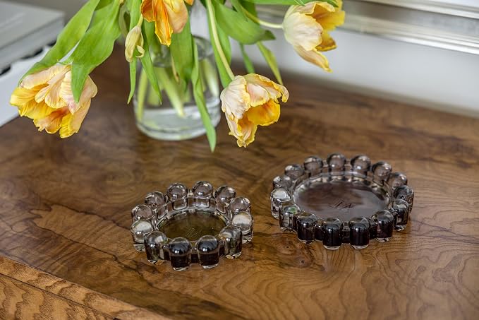 Alice Lane Original Bubble Candle Dish Large – Chic Smoky Glass Candle Dish for Home Decor – Decorative Modern Candle Holder for Small Candles & Diffusers