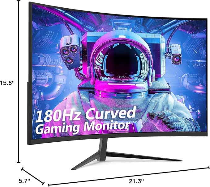 Z-Edge 24 inch Gaming Monitor, 180Hz 165Hz Curved 1650R Computer Monitor, FHD 1080P, Ultra-Fast MPRT 1ms Curved Monitor, 300nits, 16.7M Colors, UG24 1X DP 1.4 Port and 1X 2.1 HDMI Port