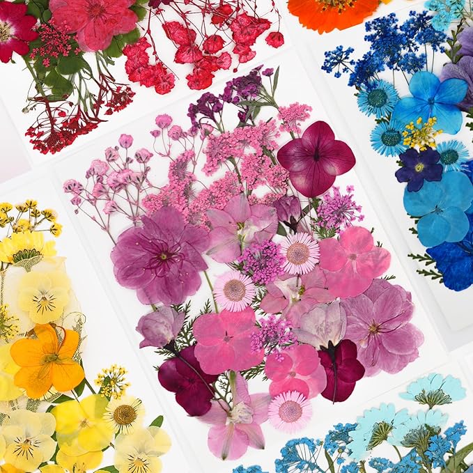30Pcs Dried Pressed Natural Flowers for Resin Molds Real Pressed Flowers Dry Leaves Bulk Natural Herbs Kit for DIY Scrapbooking Art Crafts Jewelry Molds Candle Soap Making Nails Decor (Pink)