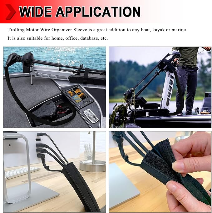 1 PCS Trolling Motor Cable Organizer Sleeve, 60" L Neoprene Troll Sleeve Trolling Motor Wire Cover, Cable Management Sleeve Wrap for Cover Wire and Extension Cords