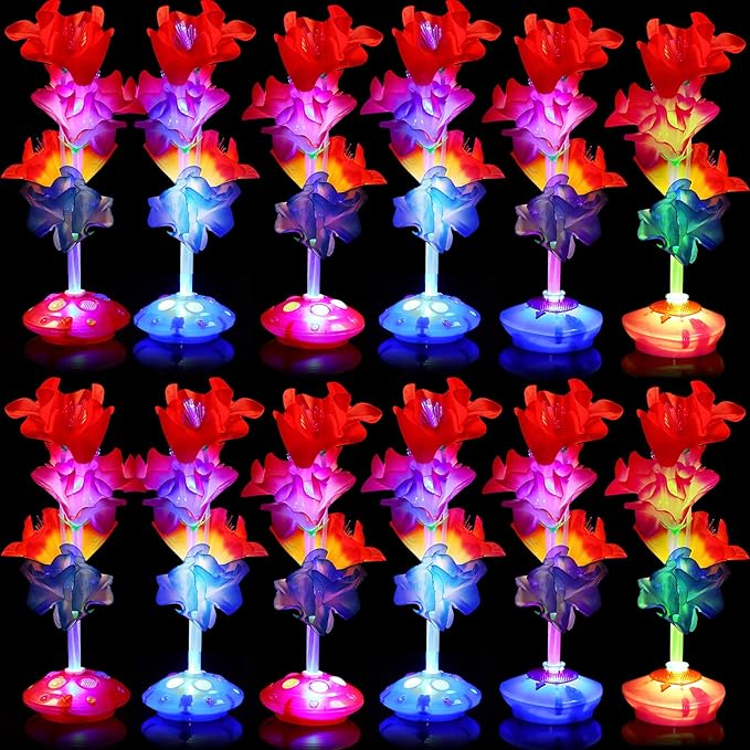 12 Pcs Luau Party Decorations Optic LED Fiber Flower Centerpieces Table Decorations Optic Flashing Color Changing Artificial LED Flower Fairy Light Party Festival Decor for Home Wedding