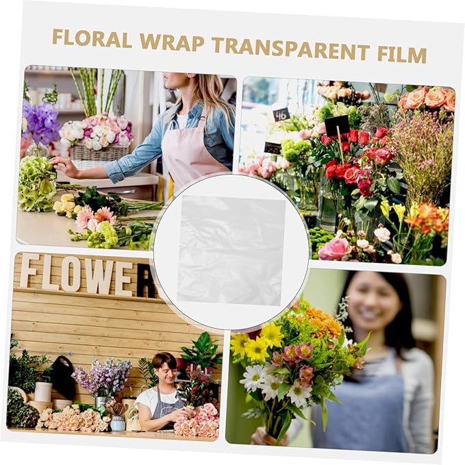 Yardwe 100pcs Transparent Cellophane Wrapping Paper Clear Floral Wrap for Bouquets DIY Flower Packaging Film Easy to Use and Store