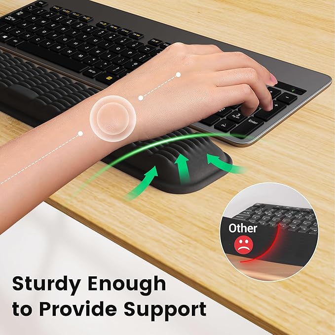 MEKASS Keyboard Wrist Rest for 60% Compact Keyboard, Ergonomic Soft Memory Foam Wrist Support with Non-Slip Silicone Base, Keyboard Pad Relieve Wrist Pain from Laptop, Computer, Typing (Pink)