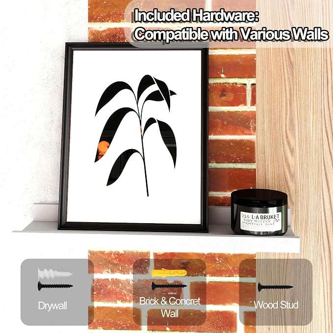 Small White Floating Shelves for Wall Decor, Wall Mounted Wood Shelf for Bedroom, Living Room, Bathroom, Kitchen, Nursery, Display Picture Ledge Shelf with Lip Set of 2-8 Inches, White