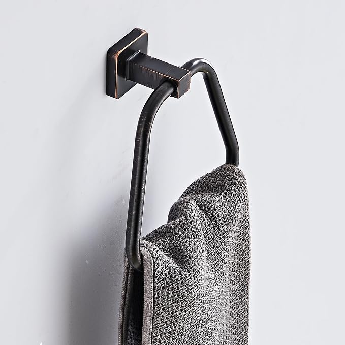 Oil Rubbed Bronze Towel Ring for Bathroom, Kitchen Bath Towel Holder Hangers Wall Mount Heavy Duty Stainless Steel