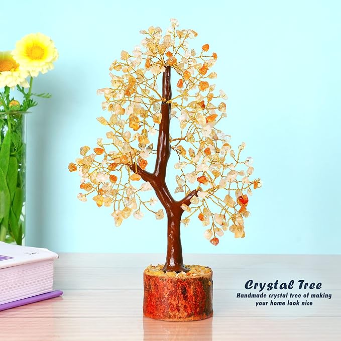 YATHABI Citrine - Crystal Tree - Gemstone - Feng Shui Money Tree - Tree of Life Decor - Spiritual Gift - Natural Crystal Decor - Bonsai Tree - Chakra Stone - Good Luck Charm