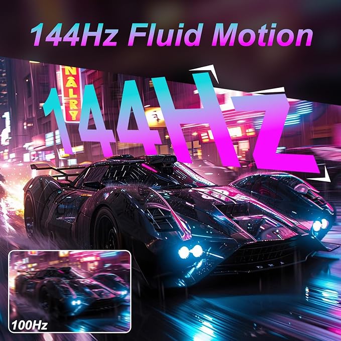 LXZ Gaming Monitor 27 inch, 144hz Monitor 3840 * 2160P, IPS Display, Eye Care, DP/HDMI, Wall Mount Compatible - Black