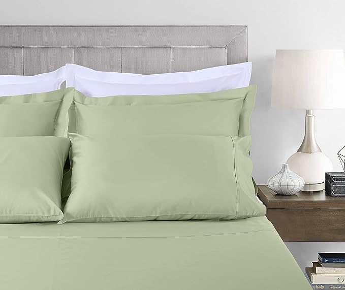 Threadmill - Hotel Luxury King Size Sheets 100% Cotton, 500 Thread Count Deep Pocket, Snug Fit, Soft & Crisp Cooling Hotel-Quality Bedsheets 4 Piece Set Sage Green