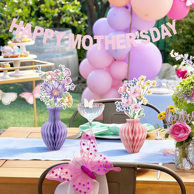 12PCS Wildflower Honeycomb Centerpiece Table Decorations Flower Centerpieces for Tables Wildflower Party Decorations for Birthday Baby Shower Wedding Spring Mothers Day Graduation Garden Party