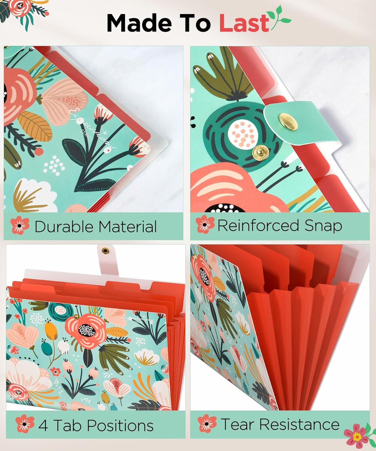 Sooez File Folders Organizer - 5 Pocket Accordion Design for Documents | Ideal for School & Office Use
