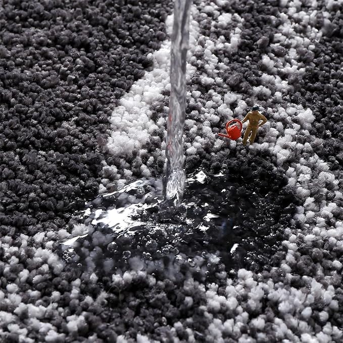 Ankah Luxurious Nordic Bathroom Rug, Extra Soft Fluffy Bath Mat, Absorbent, Non-Slip, Easy to Care and Fast Drying, Modern Style Marble Pattern Shower Rug, Home Decor Accessories, 17.3"x29.9", Black