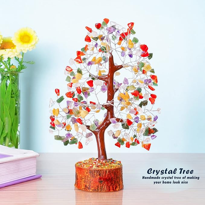 Chakra Tree - Crystal Tree - Feng Shui Tree - Crystal Tree for Positive Energy - Money Crystal Stone - Bonsai Tree - Chakra Tree of Life Decor - Tree of Life Sculptures Tabletop - Good Luck Gifts