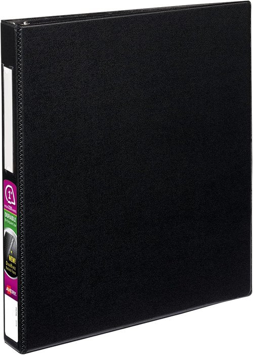 Avery Durable 1" Black 3 Ring Binder - One Touch EZD Rings & Label Holder for Easy Organization