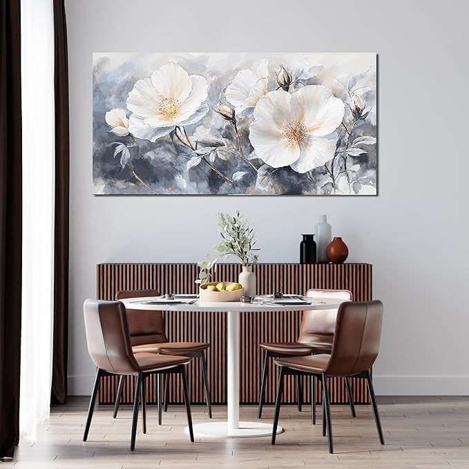 Canvas Wall Art Decor Black and White Wall Art Decorations Vintage Flower Wall Art Prints Wall Art Pictures for Living Room Canvas Art Wall Decor Artwork for Walls Bedroom Office Decor 20" X 40"