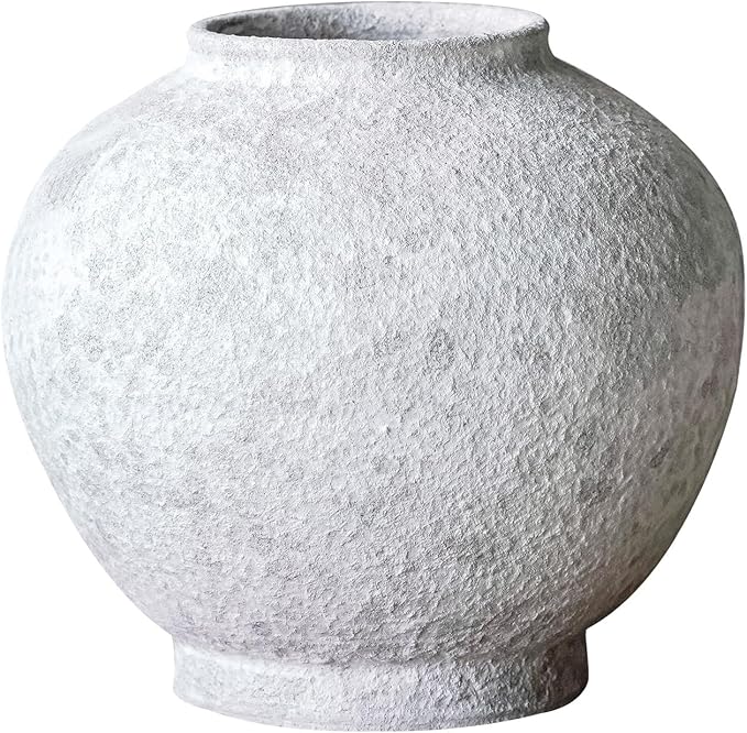 Rustic Terracotta Handle Flower Vase, Height 19.5cm/7.67in Vintage Clay Vases Farmhouse Decor, for Living Room Entryway Table Centerpiece Decor
