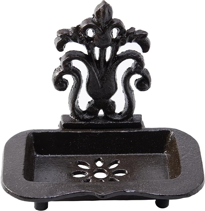Cast Iron Metal Vintage Soap Dish – Rustic Soap Dish and Farmhouse Soap Holder with Decorative Wall-Mount Design – Ideal for Bathroom, Kitchen, or Vanity Organization