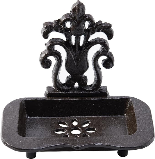 Cast Iron Metal Vintage Soap Dish – Rustic Soap Dish and Farmhouse Soap Holder with Decorative Wall-Mount Design – Ideal for Bathroom, Kitchen, or Vanity Organization