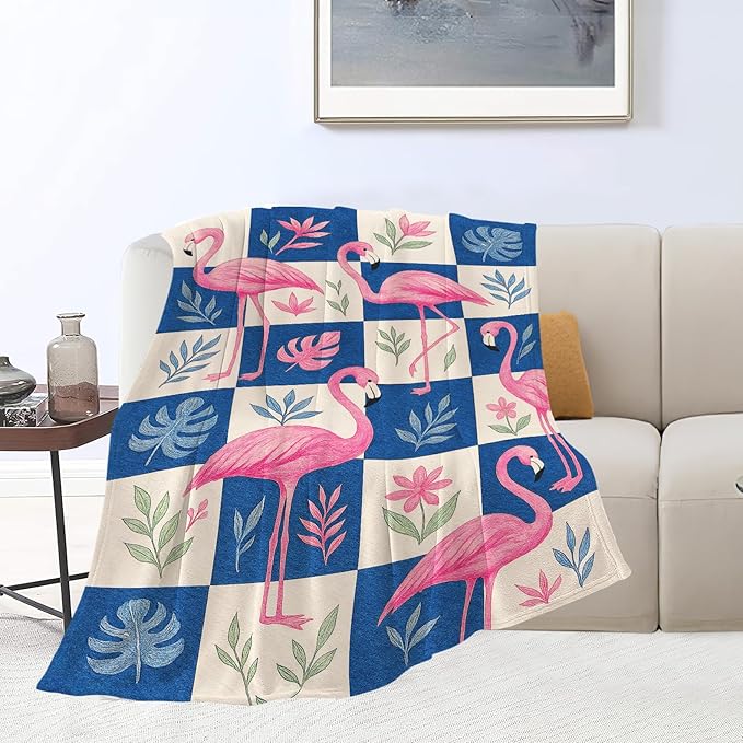 Flamingo Blanket Tropical Flamingo Throw Blanket Soft Cozy Fleece Fuzzy Stuffed Plush Flannel Animal Gifts for Girls Women Boys Kids Adults 50"X60"
