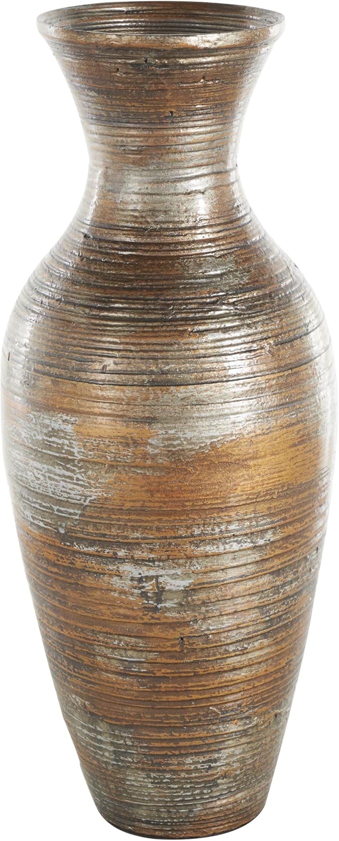 Deco 79 Bamboo Wood Decorative Vase Antique Inspired Pot Centerpiece Vase, Vase for Home Decoration 8" x 8" x 21", Brown