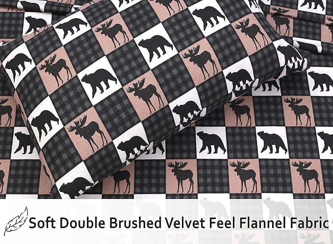 RUVANTI Flannel Sheets Queen Size - 100% Cotton Double Brushed Bed Sheets, Deep Pockets 16 Inches Queen Sheet Set, All Seasons Breathable & Extra Soft - Warm & Cozy, 4 Piece, Wilderness Plaid