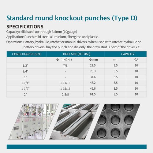 AMZCNC Hydraulic Knockout Punch Set - Electrical Conduit Hole Cutter Tool Kit | 1/2" to 2" Alloy Steel