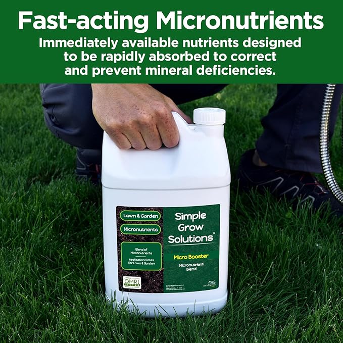 Organic Micronutrient Booster Lawn Fertilizer - Simple Grow Solutions- Garden & Lawn Fertilizer- Grower, Gardener- Liquid Food for Grass, Tomatoes, Flowers, Vegetables (1 Gallon)