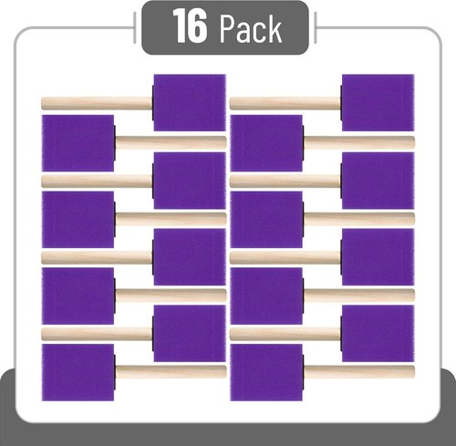 Bates Foam Paint Brushes - 16 Pack Violet Sponge Brushes for Effortless Painting & Staining