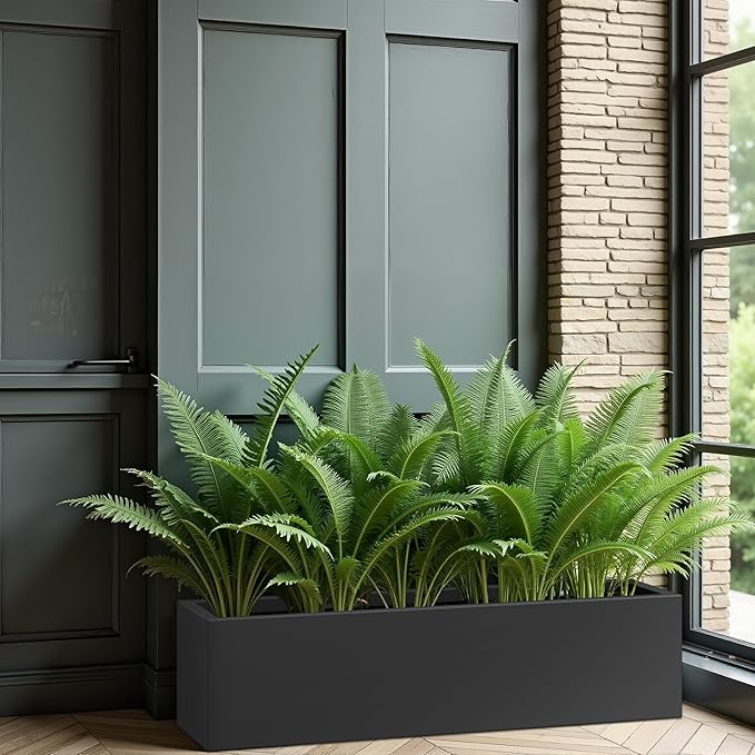 Casaphoriar Metal Planter Box 36"x9"x9", Rectangular Planter and Drainage Holes, Perfect for Outdoor Patio and Balcony Decor, Black