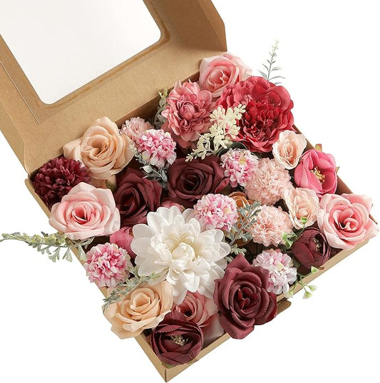 Artificial Flowers Combo, Fake Flowers for DIY Tables Centerpieces Baby Shower Bridal Shower Wedding Bouquet Arrangements Party Candle Holder Cake Decor Flower Home Decorations