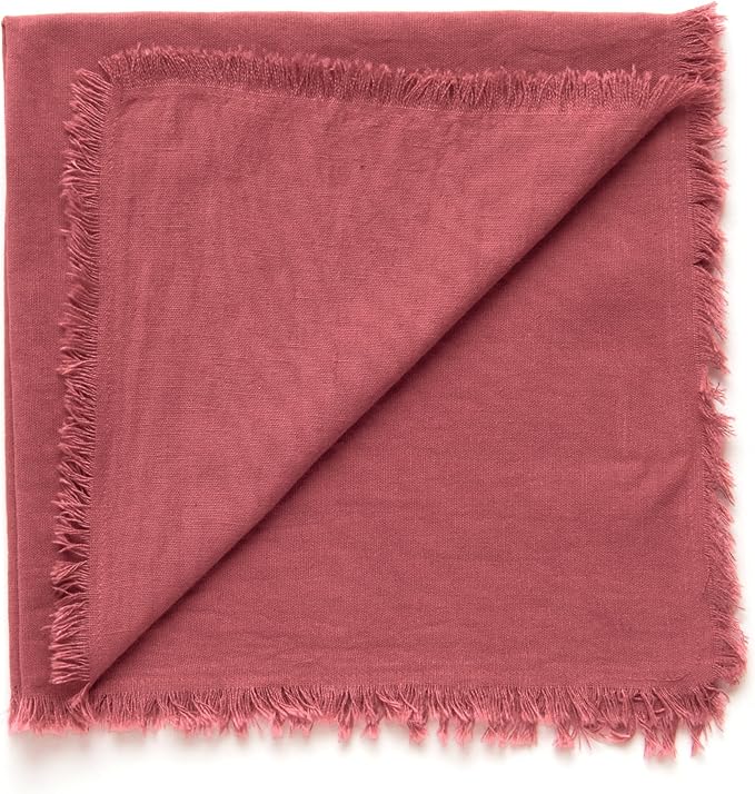ACCENTHOME Blush Cotton Linen Napkin Set of 12 18x18 inch Dinner Napkins - Washable Soft Premium Hotel Quality Reusable Hemmed Edges Napkins Perfect Table Linens for Family Dinners, Weddings