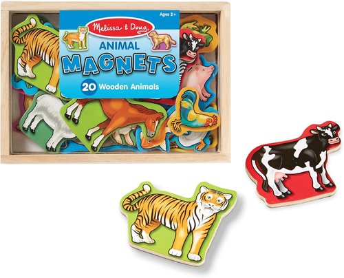 Melissa & Doug Wooden Animal Magnets Set - 20 Farm, Zoo & Pet Fridge Magnets for Kids Ages 2+ | Montessori Learning Toys