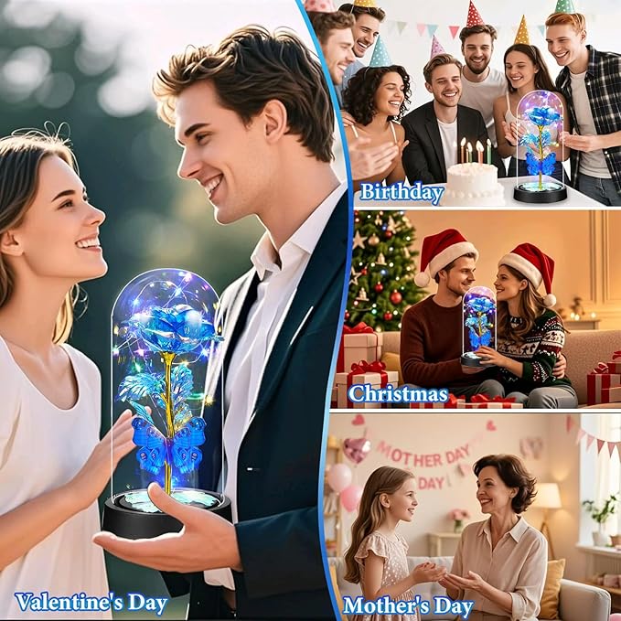 The Rose for Women, Glass Flowers in Glass Dome, Eternal Rose for Her, Womens Birthday Gift for Mom, Teacher Appreciation, Graduation, Christmas